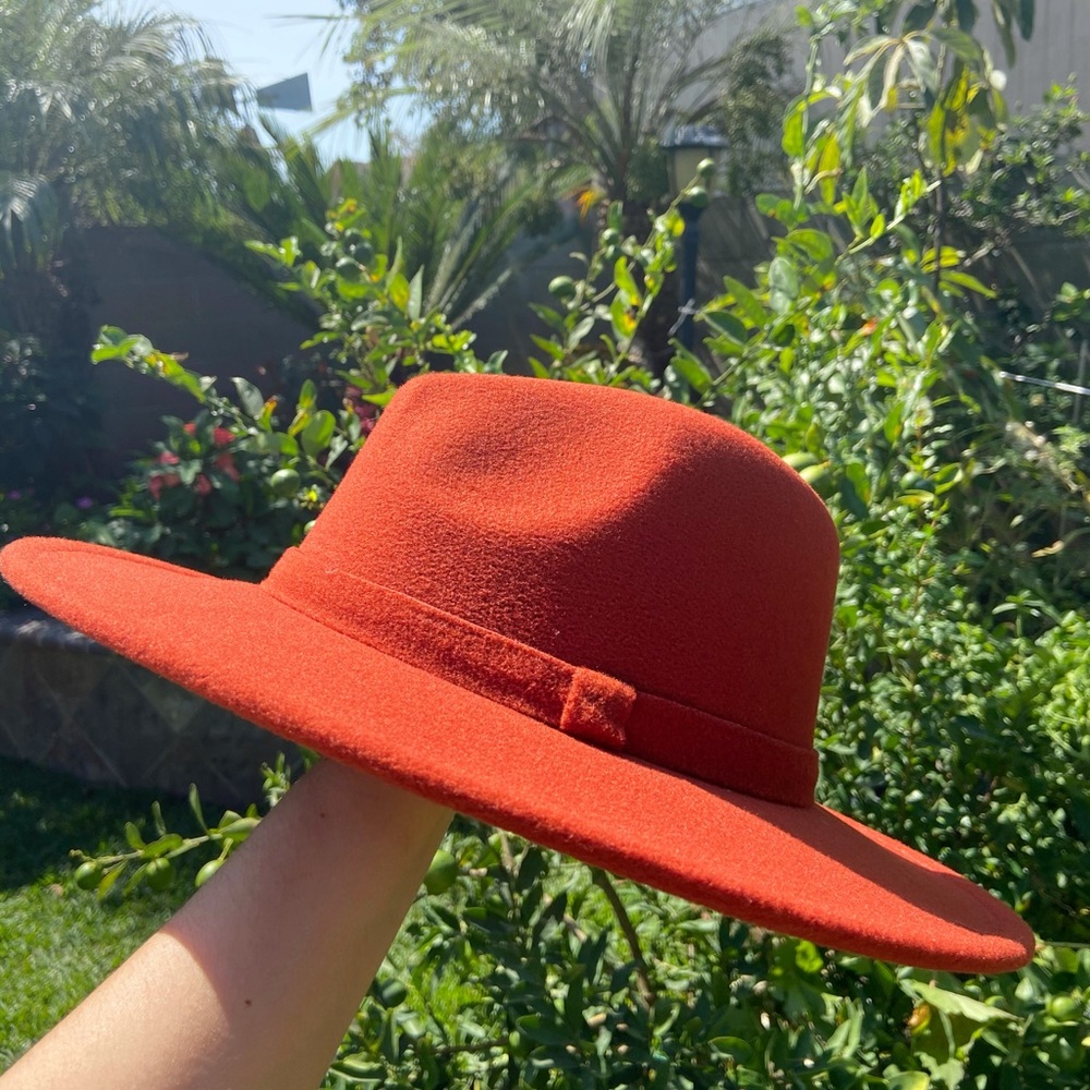 Rust wide brim fedora